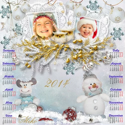 Детский календарь рамка на 2014 год - Новогоднее чудо